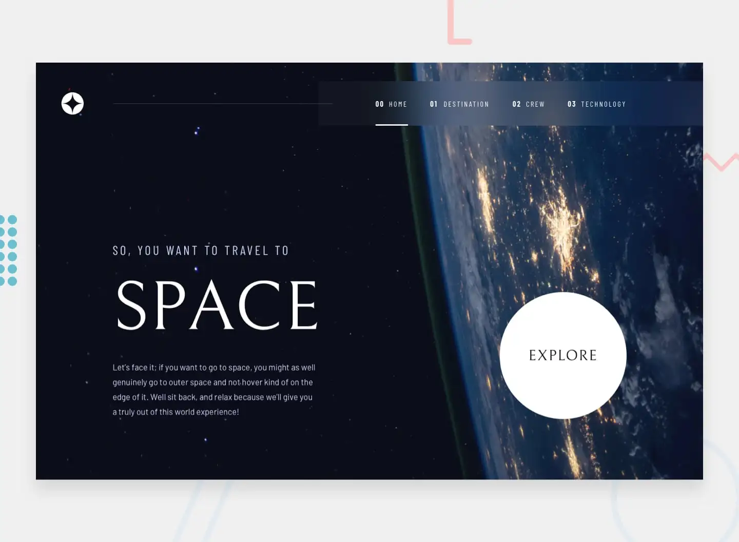 Space Tourism Website preview